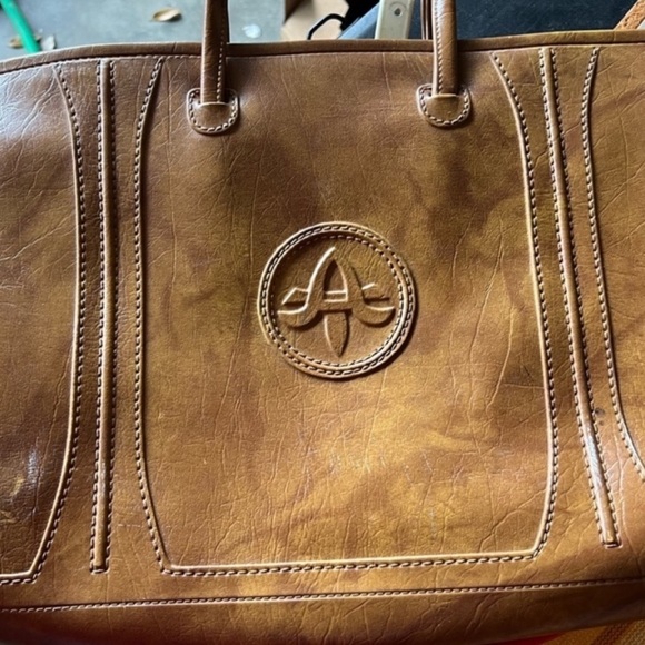 Vintage Tan Leather American Tourister 1975 Briefcase Bag Brown Chestnut - Picture 4 of 6